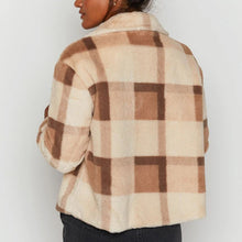 Load image into Gallery viewer, Short Plaid Woolen Flocking Coat