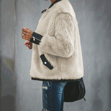 Load image into Gallery viewer, Faux Fur Leather Trim Pocketed Jacket