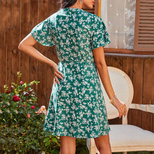 Load image into Gallery viewer, V-Neck Short Sleeve Floarl Printed Dress