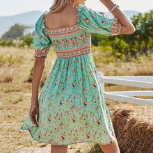 Load image into Gallery viewer, Square Collar Floarl Printed Dress