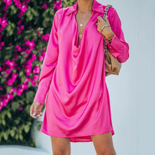 Load image into Gallery viewer, Elegant Lapel Collar V-Neck Mini Dress