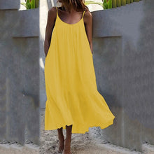 Load image into Gallery viewer, Solid Color Ruffled Sling Dress