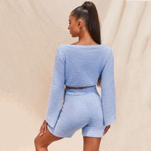 Load image into Gallery viewer, Plush V-neck Shorts Casual Look Set