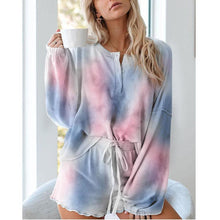 Load image into Gallery viewer, Long-sleeved Shorts Tie-dye Pajamas Suit Set