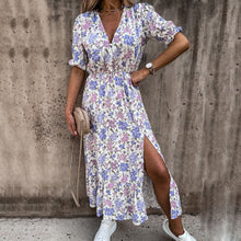 Load image into Gallery viewer, Fashion V-Neck Floral Printed Vacation Dress
