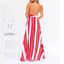 Load image into Gallery viewer, Sexy Deep V-Neck Stripe Printed Maxi Dress