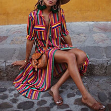 Load image into Gallery viewer, Rainbow Stripe Printed Maxi Dress