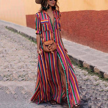 Load image into Gallery viewer, Rainbow Stripe Printed Maxi Dress