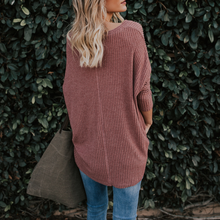 Load image into Gallery viewer, Womens Waffle Knit Tie Knot Henley Loose Fitting Tops