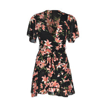 Load image into Gallery viewer, Deep V-Neck Floarl Print Short Sleeve Dress