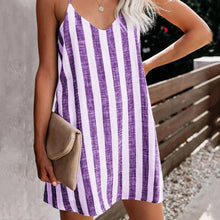 Load image into Gallery viewer, Cute Stripe Printed V-Neck Mini Dress