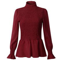 Load image into Gallery viewer, Pleated Ruffled Turtleneck Top T-shirt
