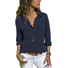 Load image into Gallery viewer, Women's Multicolor Lapel Long Sleeve Shirt