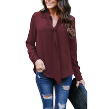 Load image into Gallery viewer, Women's V-Neck With Tie Chiffon Elegant Blouse