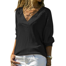 Load image into Gallery viewer, Casual Solid Color V-neck Pullover Long Sleeve Ladies Top