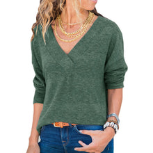Load image into Gallery viewer, Casual Solid Color V-neck Pullover Long Sleeve Ladies Top