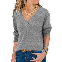 Load image into Gallery viewer, Casual Solid Color V-neck Pullover Long Sleeve Ladies Top