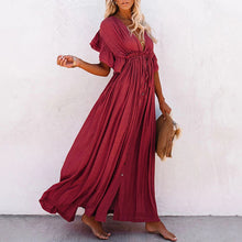 Load image into Gallery viewer, Elegant V-Neck Maxi Dress