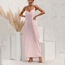 Load image into Gallery viewer, Beach Striped Loose Sling Big Swing Maxi Dress