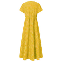Load image into Gallery viewer, V Neck Polka Dot Short Sleeved Maxi Dress