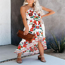 Load image into Gallery viewer, High Waist Irregular Floarl Printed Maxi Dress