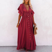 Load image into Gallery viewer, Elegant V-Neck Maxi Dress