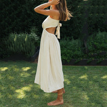 Load image into Gallery viewer, Lace-Up Irregular Slit Sling Maxi Dress