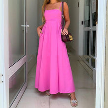 Load image into Gallery viewer, Loose Strap Holiday Pocket Maxi Dress