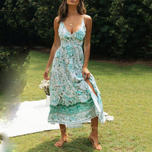 Load image into Gallery viewer, Bohemian Floral Printed V-Neck Backless Maxi Dress