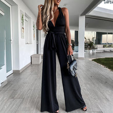 Load image into Gallery viewer, Solid Color Sleeveless Lace Up Jumpsuit