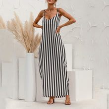 Load image into Gallery viewer, Beach Striped Loose Sling Big Swing Maxi Dress