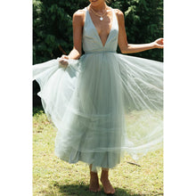 Load image into Gallery viewer, Sexy Deep V-Neck Net Yarn Maxi Dress