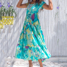 Load image into Gallery viewer, Printed Short Sleeve Stitching High Waist Maxi Dress