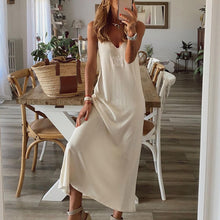 Load image into Gallery viewer, V Neck Printed Sleeveless Suspender Maxi Dress