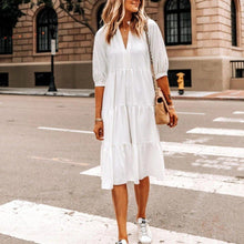 Load image into Gallery viewer, Summer College Style V Neck Dress