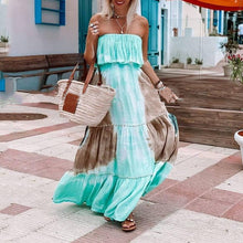 Load image into Gallery viewer, Tie Dye Open Back Off Shoulder Maxi Dress