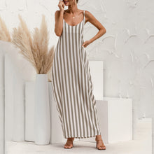 Load image into Gallery viewer, Beach Striped Loose Sling Big Swing Maxi Dress