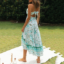Load image into Gallery viewer, Bohemian Floral Printed V-Neck Backless Maxi Dress
