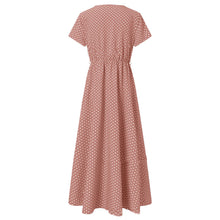 Load image into Gallery viewer, V Neck Polka Dot Short Sleeved Maxi Dress