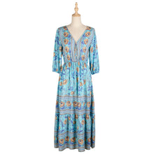 Load image into Gallery viewer, Bohemian Floral Printed V-Neck High Waist Maxi Dress