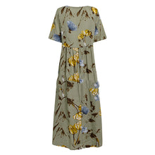 Load image into Gallery viewer, Cotton And Linen Print Round Neck Dress
