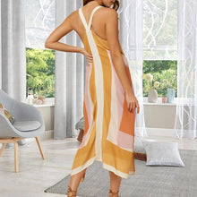 Load image into Gallery viewer, Striped One Collar Maxi Dress