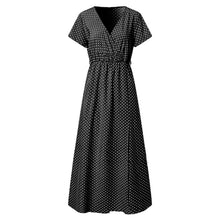 Load image into Gallery viewer, V Neck Polka Dot Short Sleeved Maxi Dress