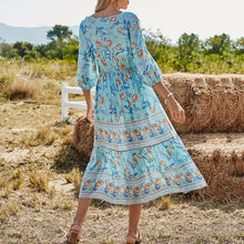 Load image into Gallery viewer, Bohemian Floral Printed V-Neck High Waist Maxi Dress