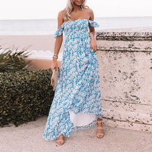 Load image into Gallery viewer, Summer Floarl Printed Off Shoulder Maxi Dress