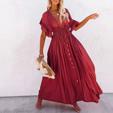 Load image into Gallery viewer, Elegant V-Neck Maxi Dress