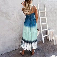 Load image into Gallery viewer, Tie Dye V Neck Halter Sling Maxi Dress