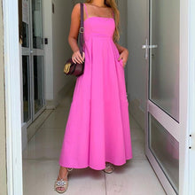 Load image into Gallery viewer, Loose Strap Holiday Pocket Maxi Dress