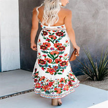 Load image into Gallery viewer, High Waist Irregular Floarl Printed Maxi Dress