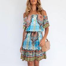 Load image into Gallery viewer, Bohemian Style Printed Off Shoulder Dress